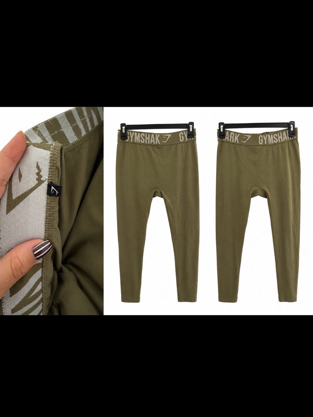 Gymshark Womens Olive Green Logo Waistband Leggings